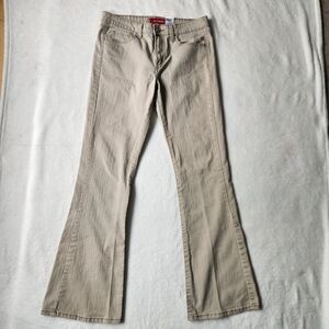 Levis 519 Jeans Women 11 JR Long Low  Flare Medium Stretch Beige Tan Denim Y2K‎